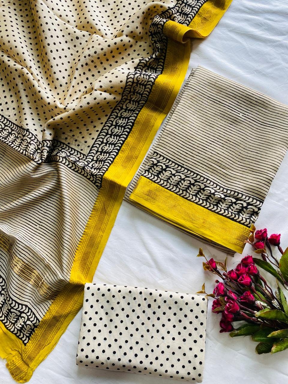 Maheshwari Hand Block Printed Suit