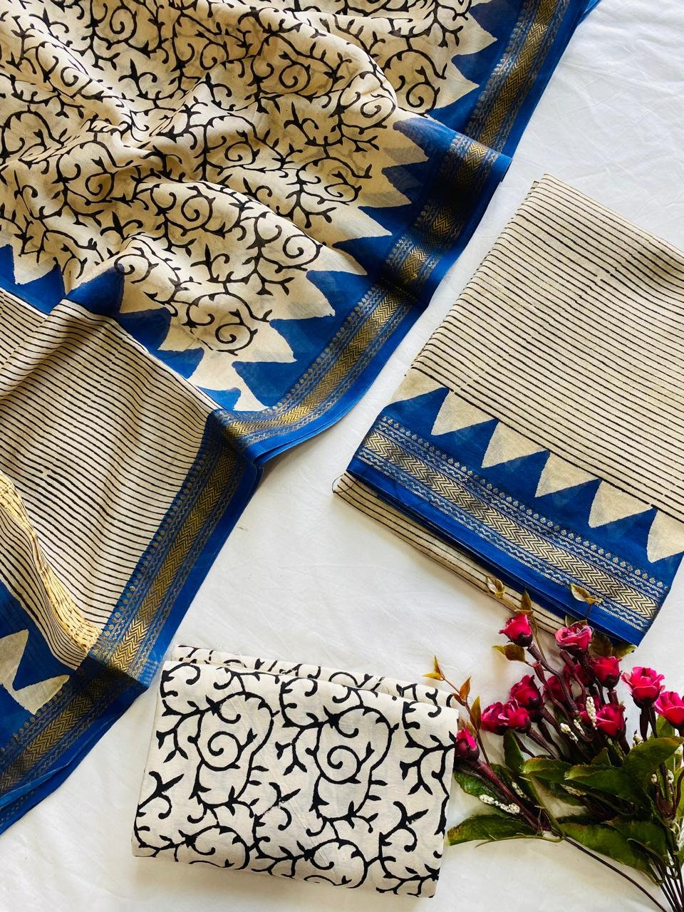 Maheshwari Hand Block Printed Suit