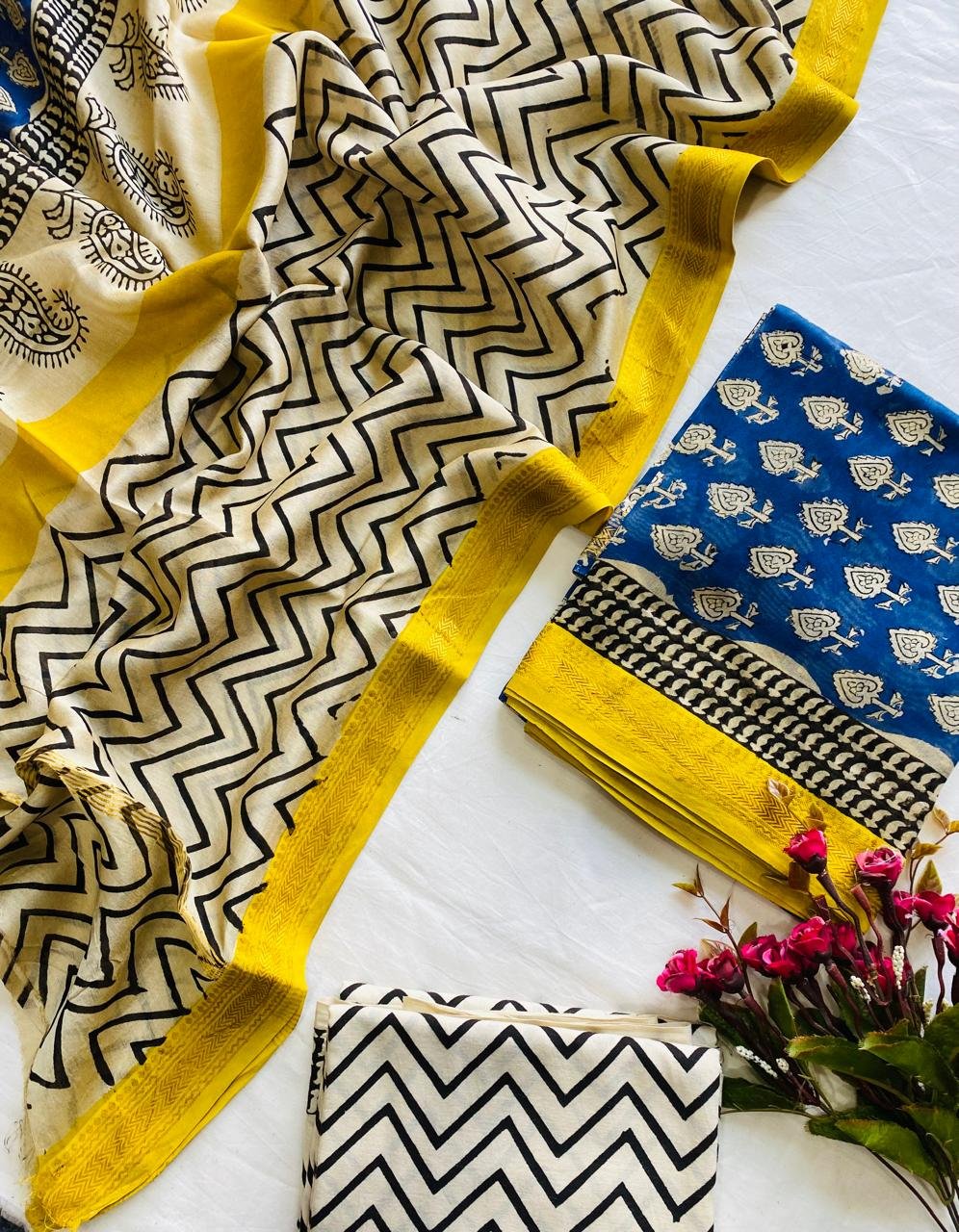 Maheshwari Hand Block Printed Suit