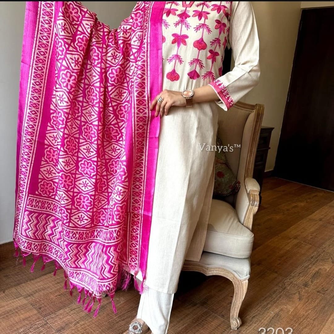 Cotton Embroidered Stitched Suit Set