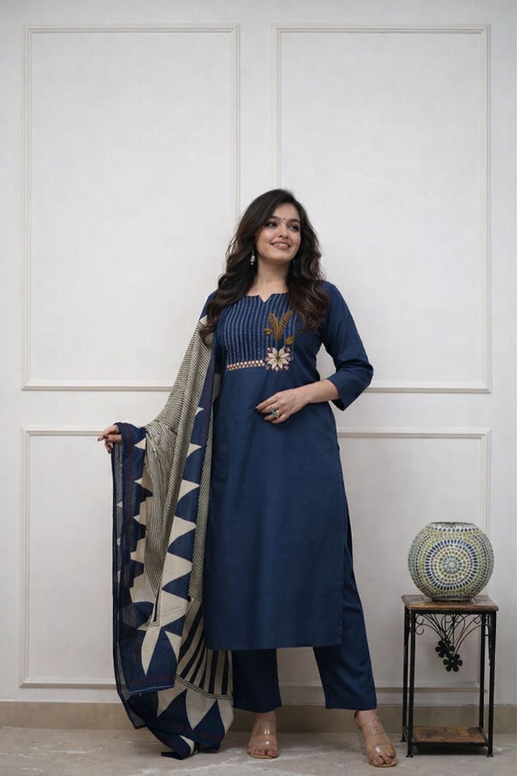 Cotton Embroidered Stitched Suit Set