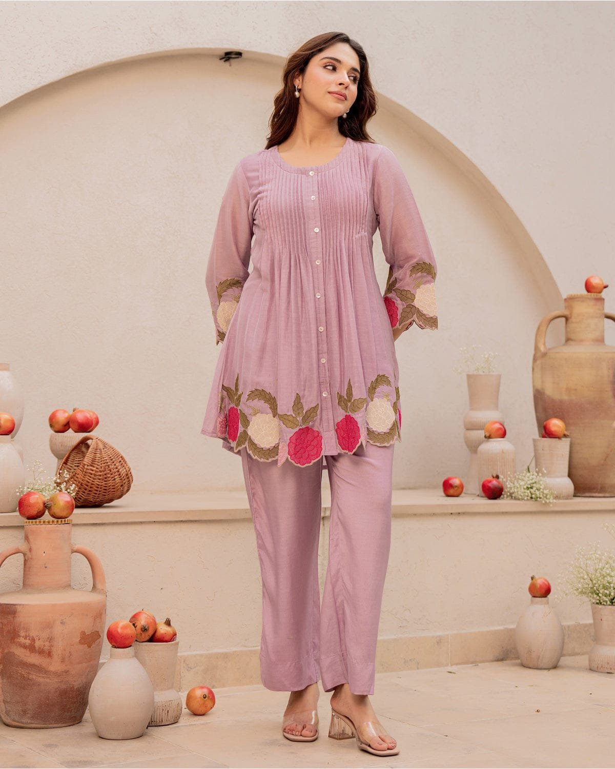 Cotton Embroidered Cord Set