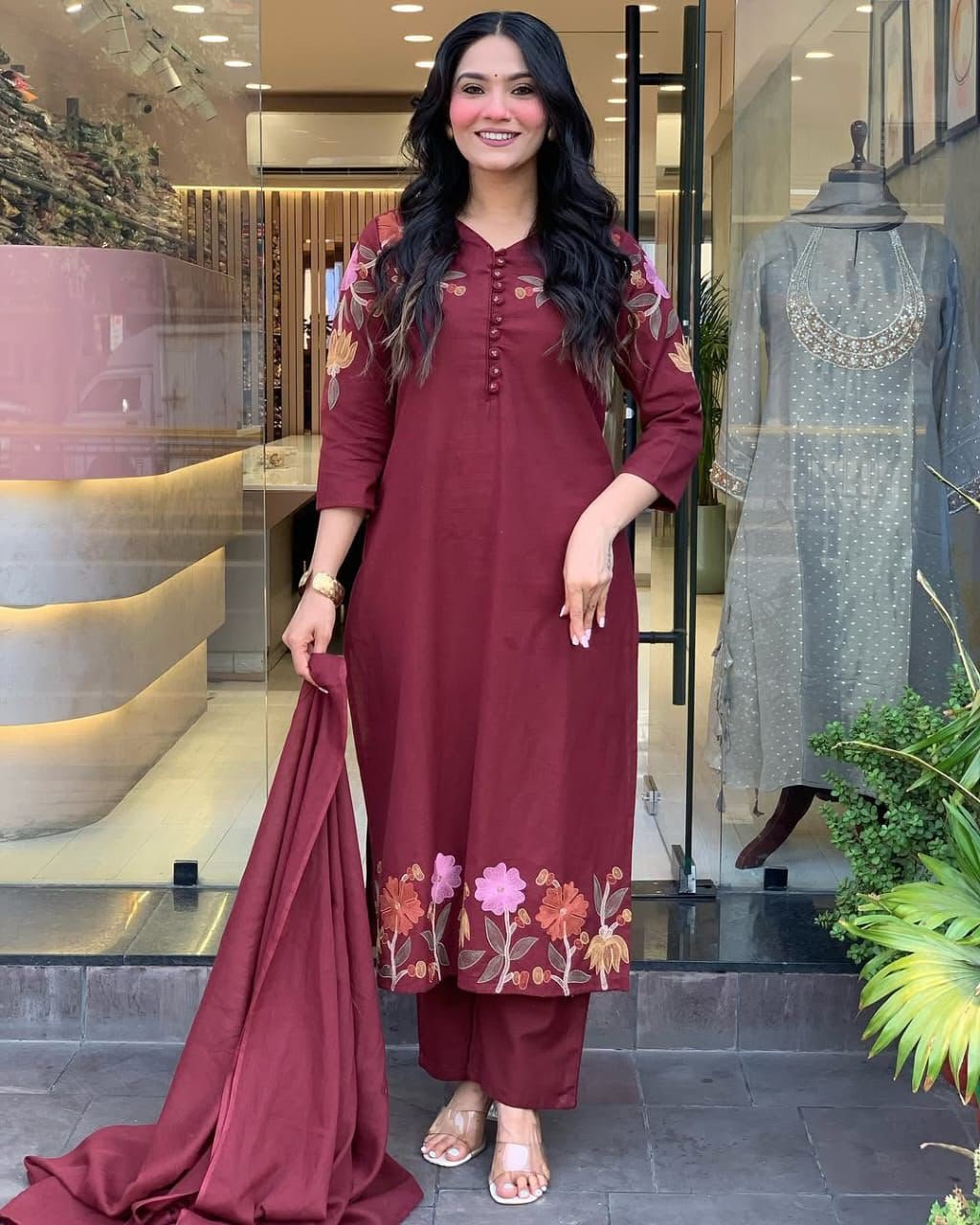 Cotton Embroidered Stitched Suit Set