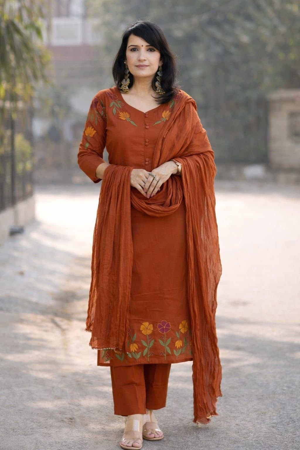 Cotton Embroidered Stitched Suit Set
