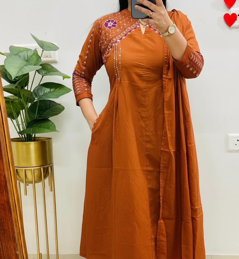 Cotton Embroidered Stitched Suit Set