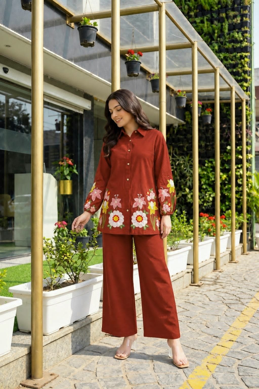 Cotton Flex Embroidered Cord Set