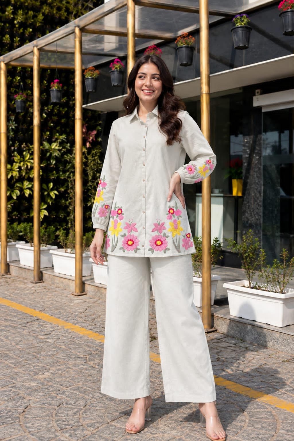 Cotton Flex Embroidered Cord Set