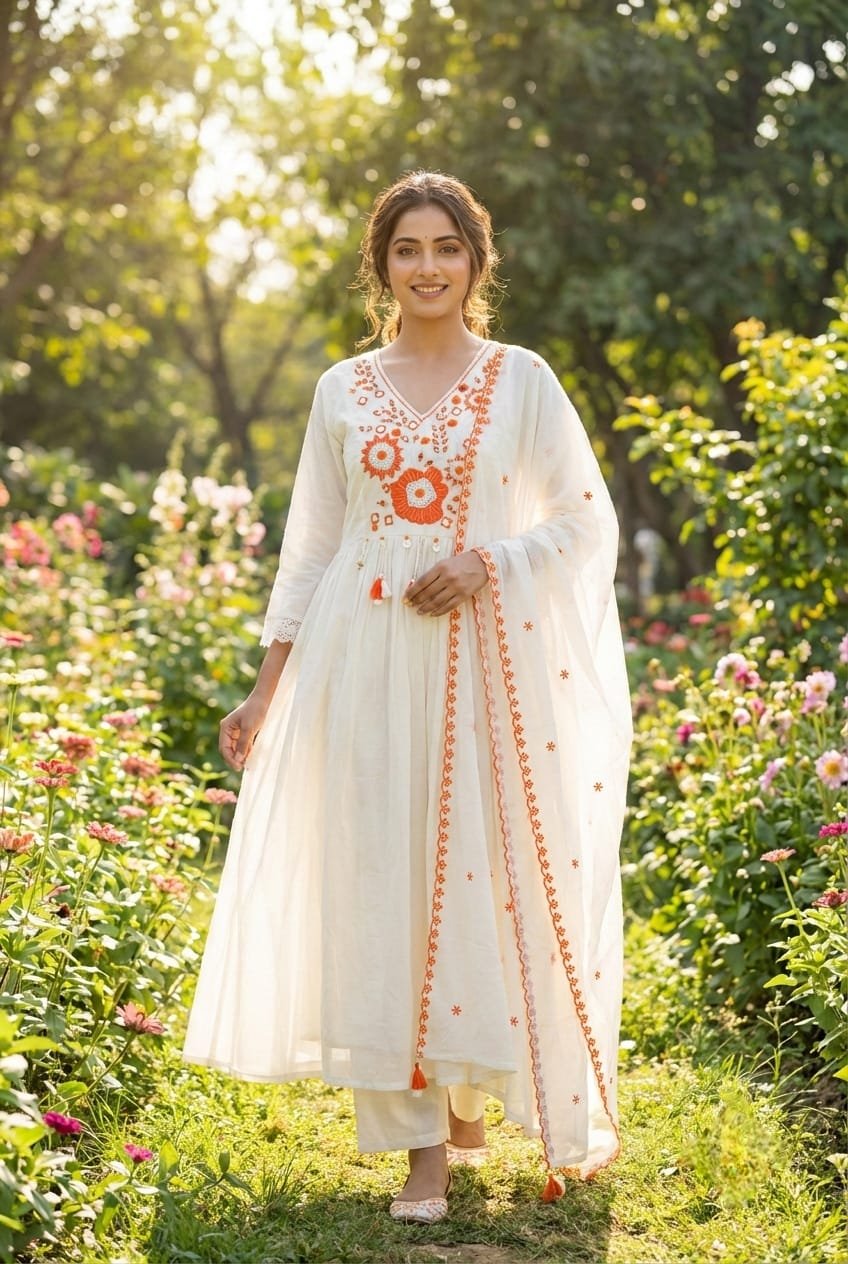 Cotton Embroidered Stitched Suit Set