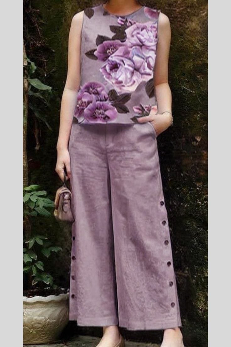 Maslin Top Cotton Slub Palazzo Set