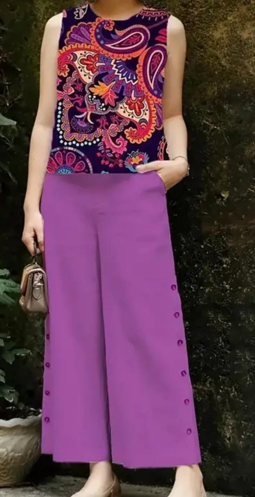 Maslin Top Cotton Slub Palazzo Set