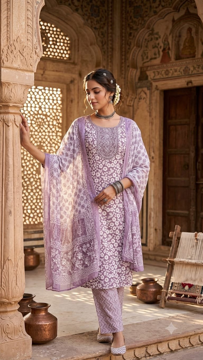 Cotton Printed Stitched Suit Set 60*40