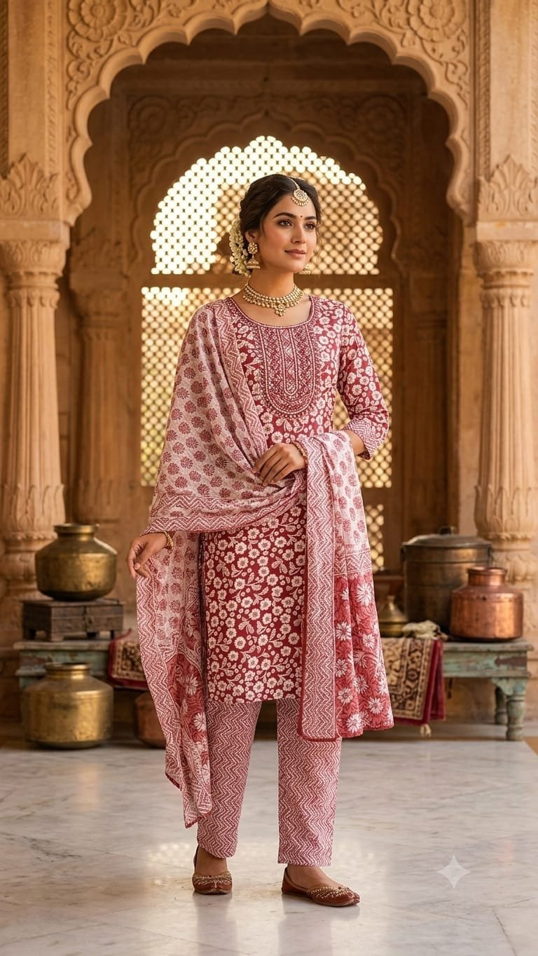 Cotton Printed Stitched Suit Set 60*40