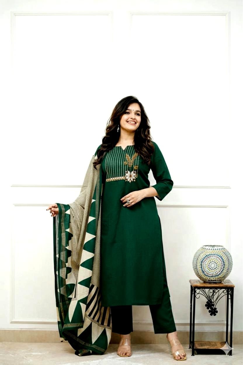 Cotton Embroidered Stitched Suit Set
