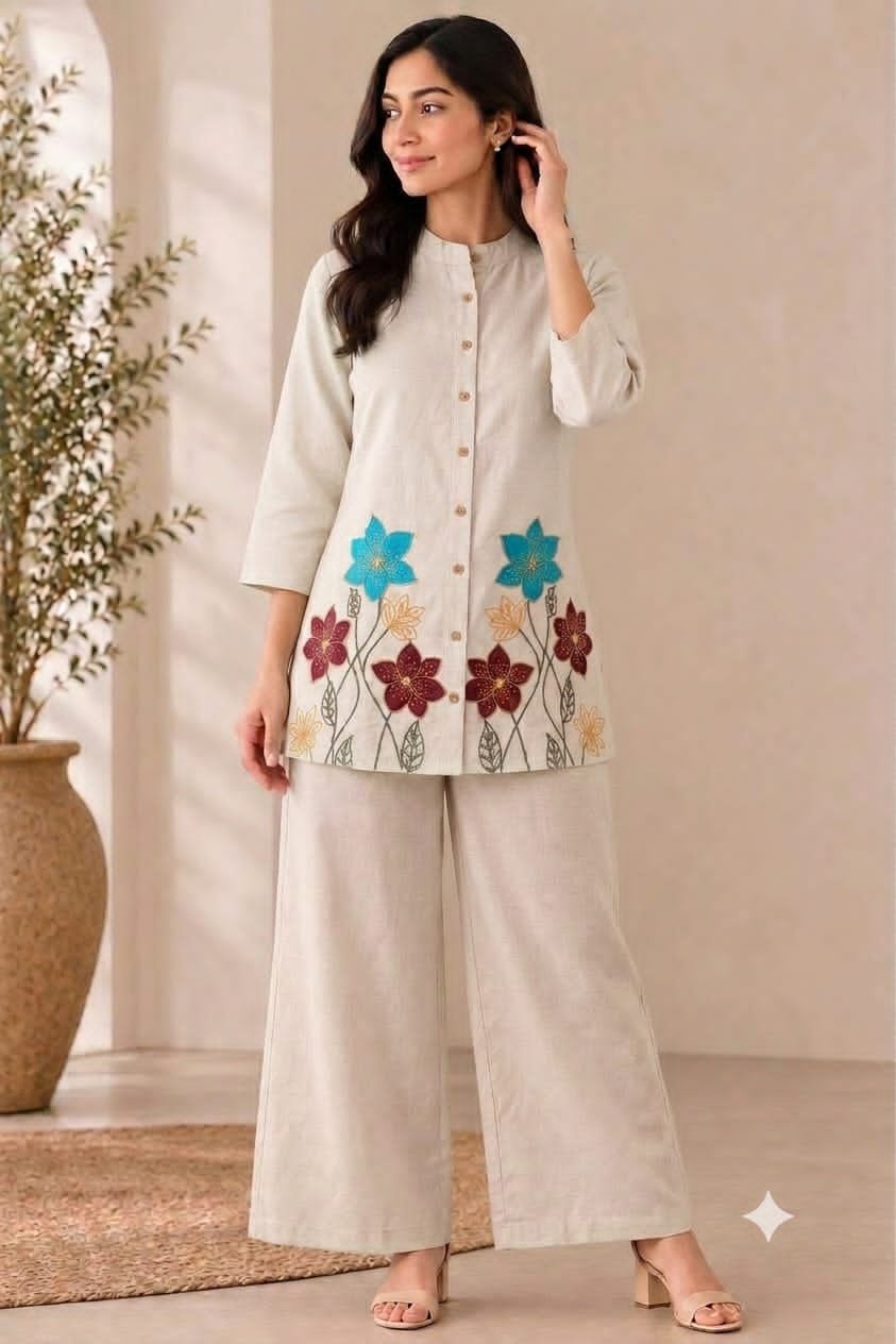 Cotton Flex Embroidered Cord Set