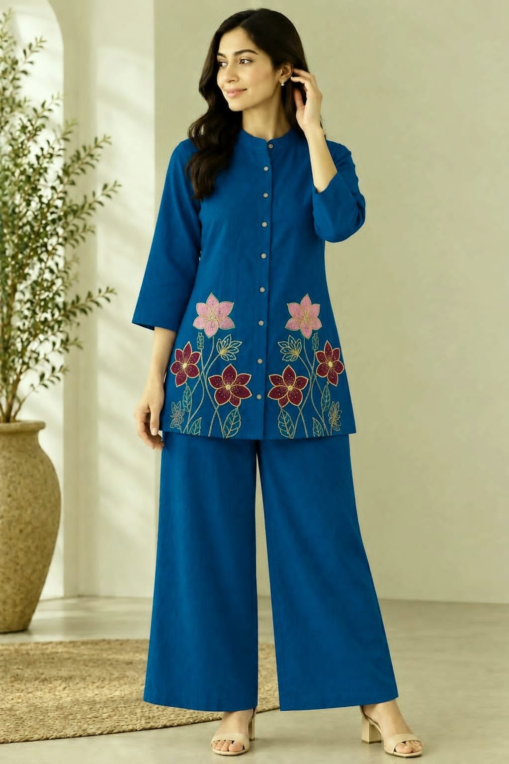 Cotton Flex Embroidered Cord Set