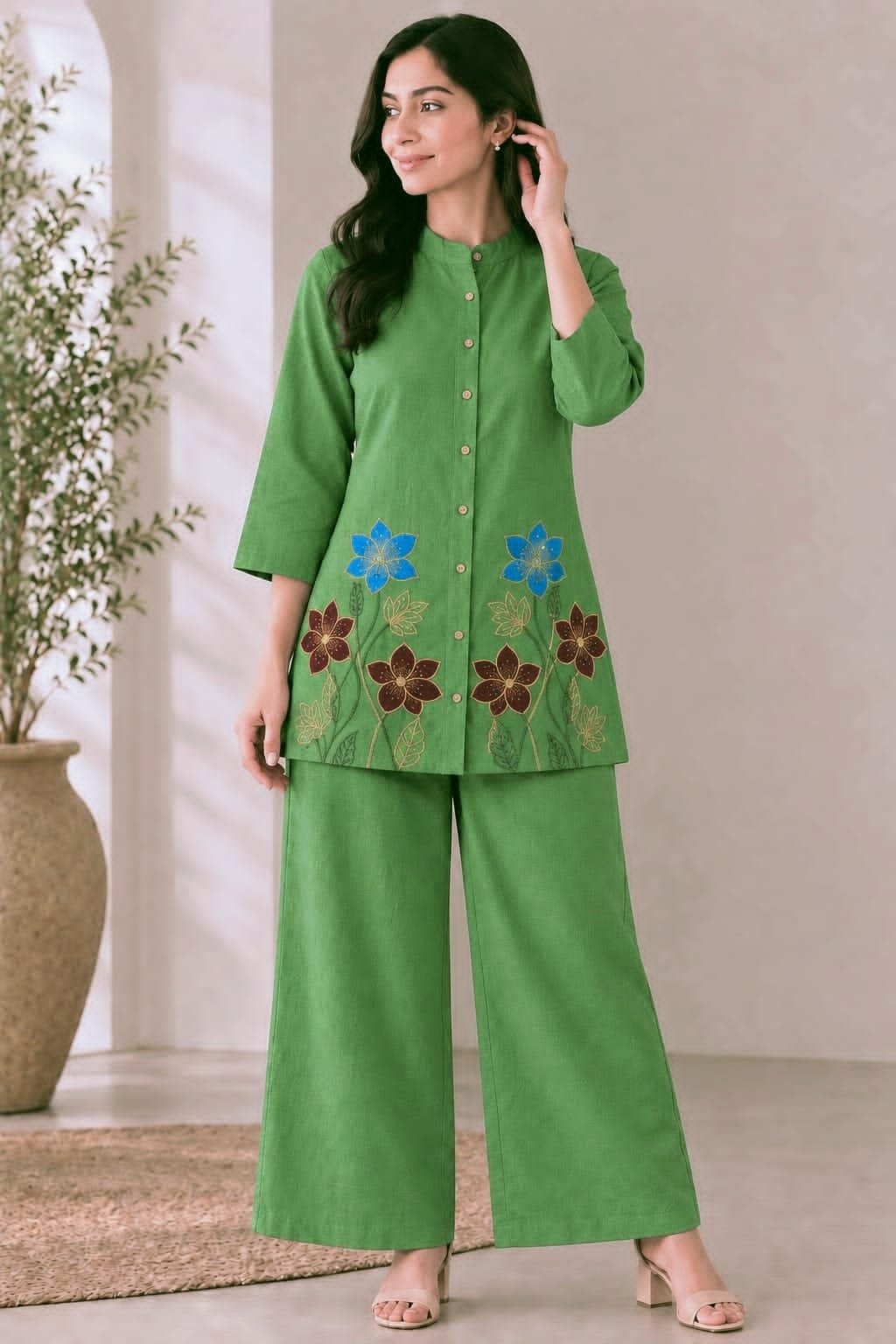 Cotton Flex Embroidered Cord Set