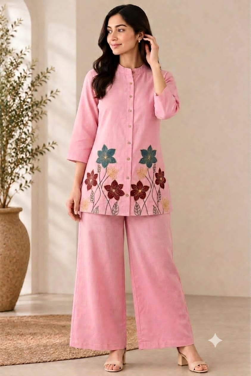 Cotton Flex Embroidered Cord Set