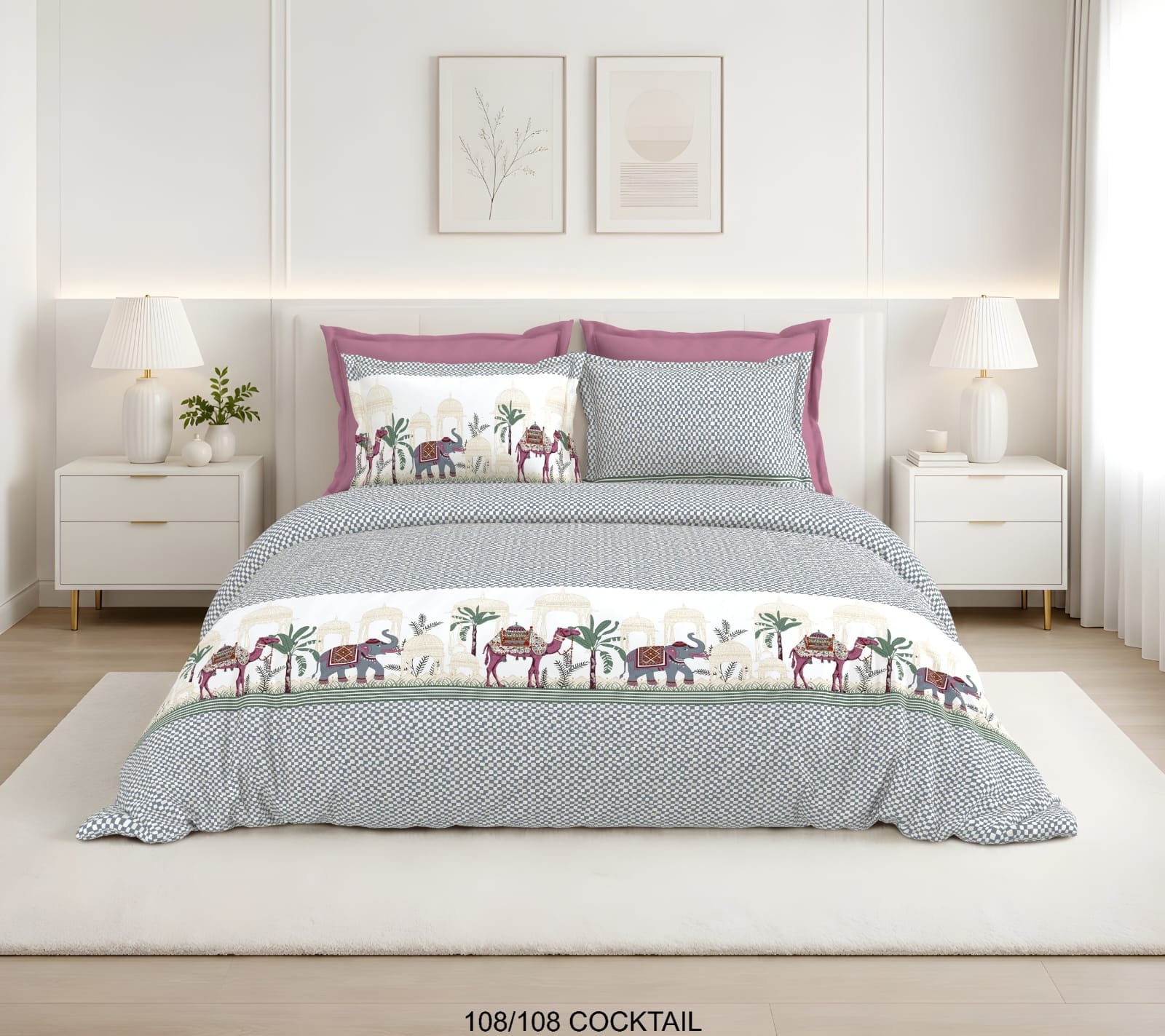 Cotton Printed Double Bedsheet 108*108