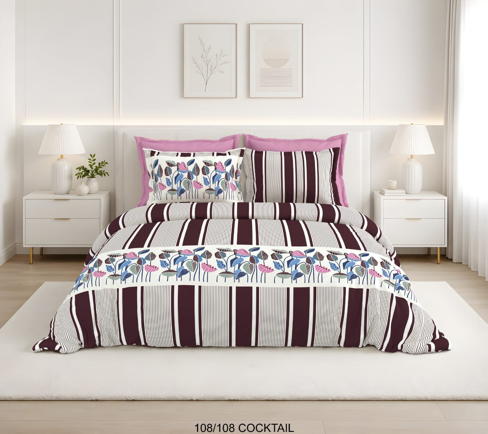 Cotton Printed Double Bedsheet 108*108