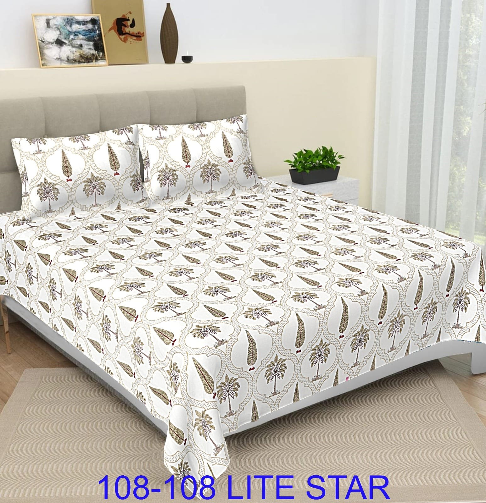 Cotton Printed Double Bedsheet 108*108