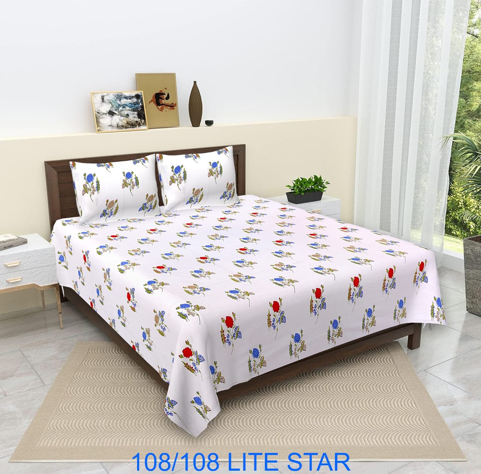 Cotton Printed Double Bedsheet 108*108