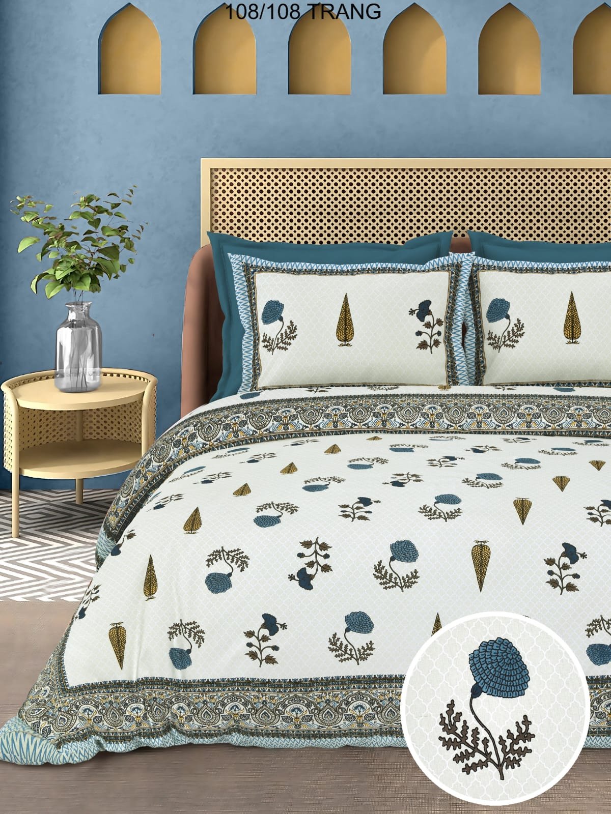 Cotton Printed Double Bedsheet 108*108