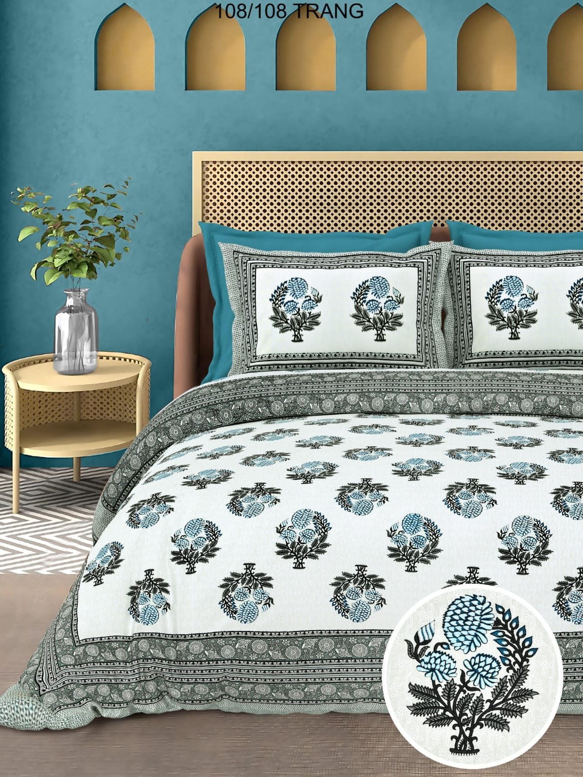 Cotton Printed Double Bedsheet 108*108