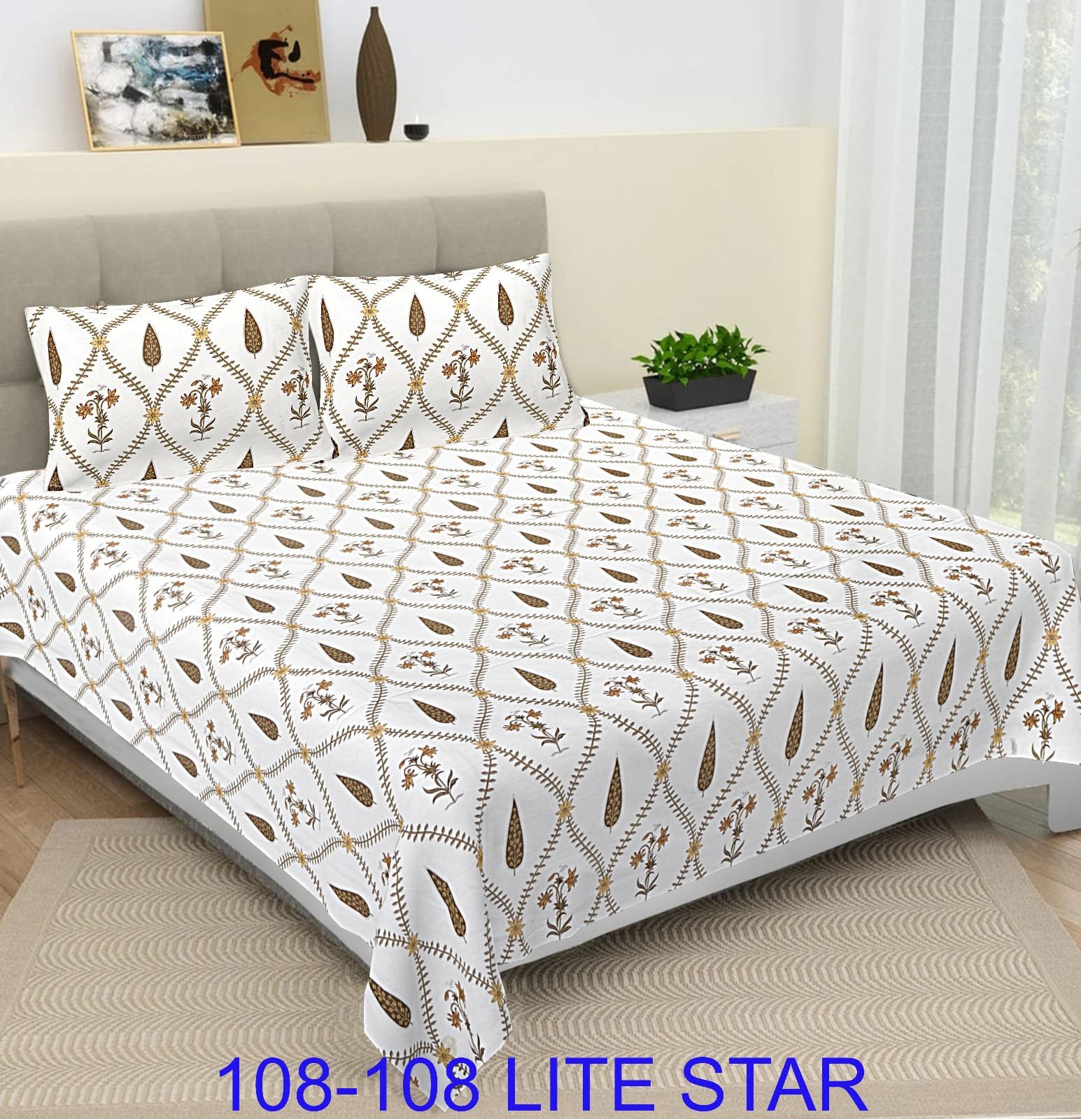 Cotton Printed Double Bedsheet 108*108
