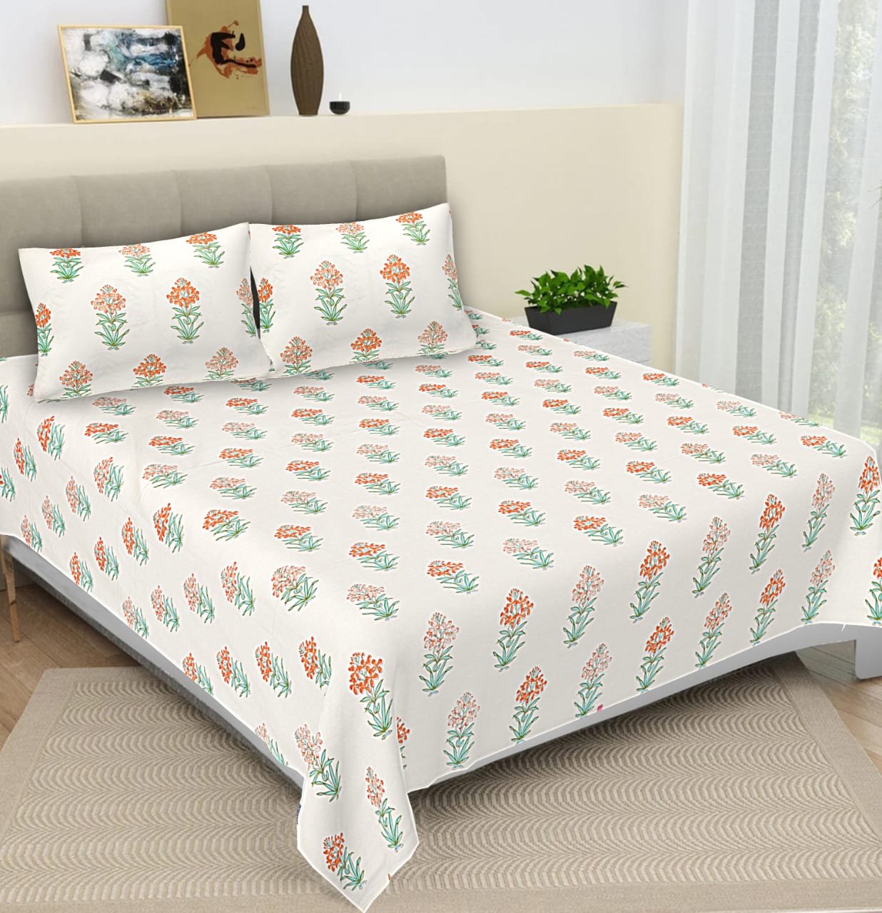 Cotton Printed Double Bedsheet 108*108