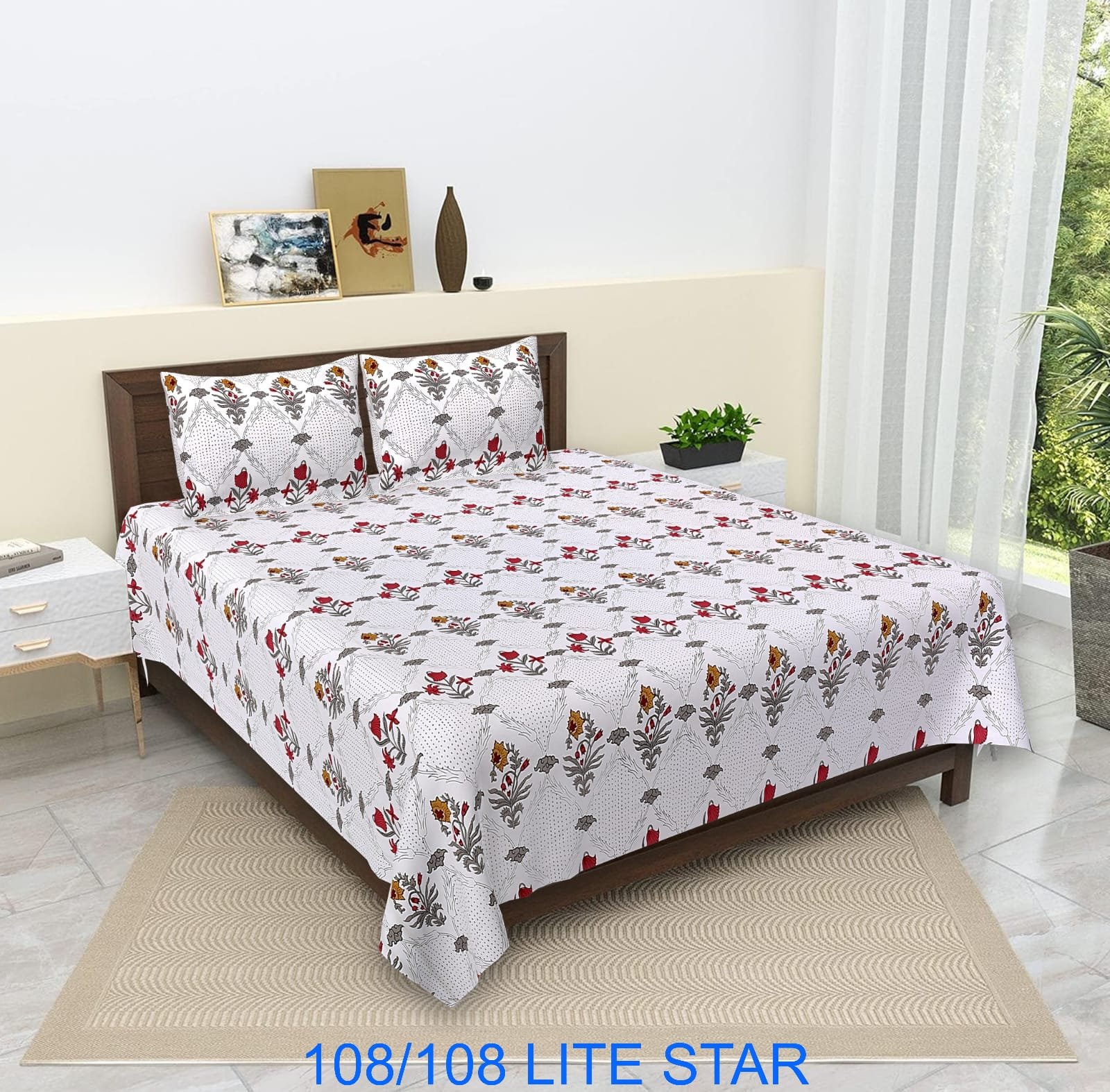 Cotton Printed Double Bedsheet 108*108