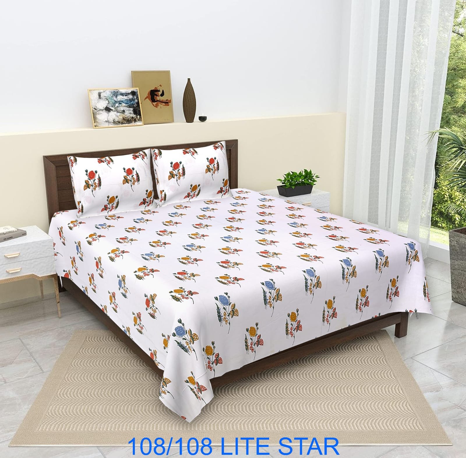 Cotton Printed Double Bedsheet 108*108