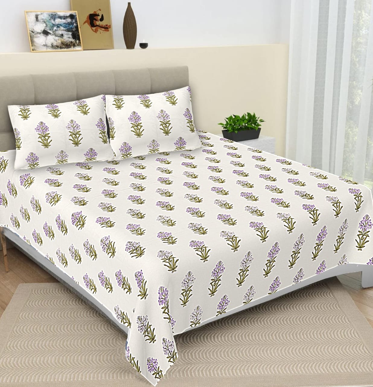 Cotton Printed Double Bedsheet 108*108