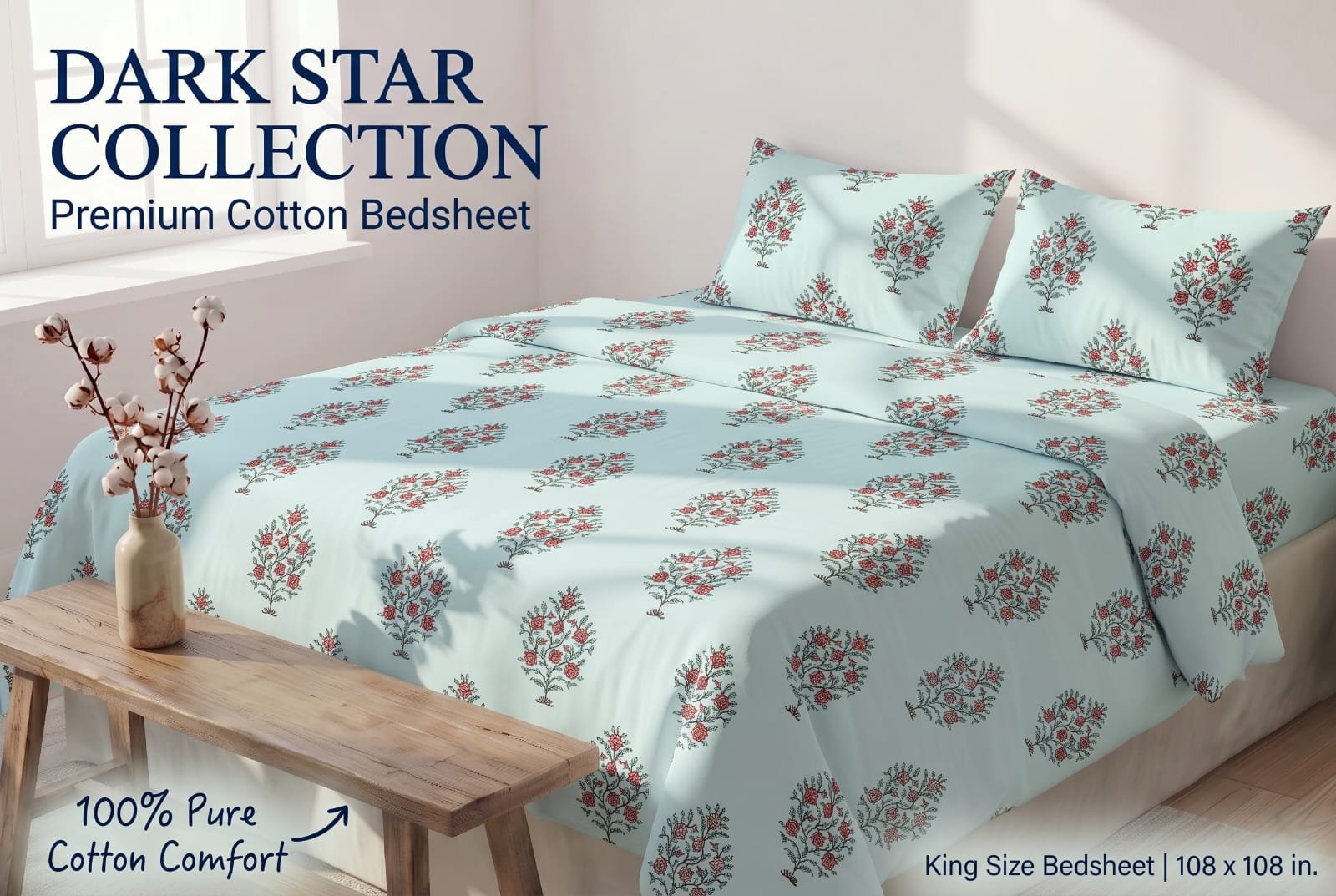 Cotton Printed Double Bedsheet 108*108