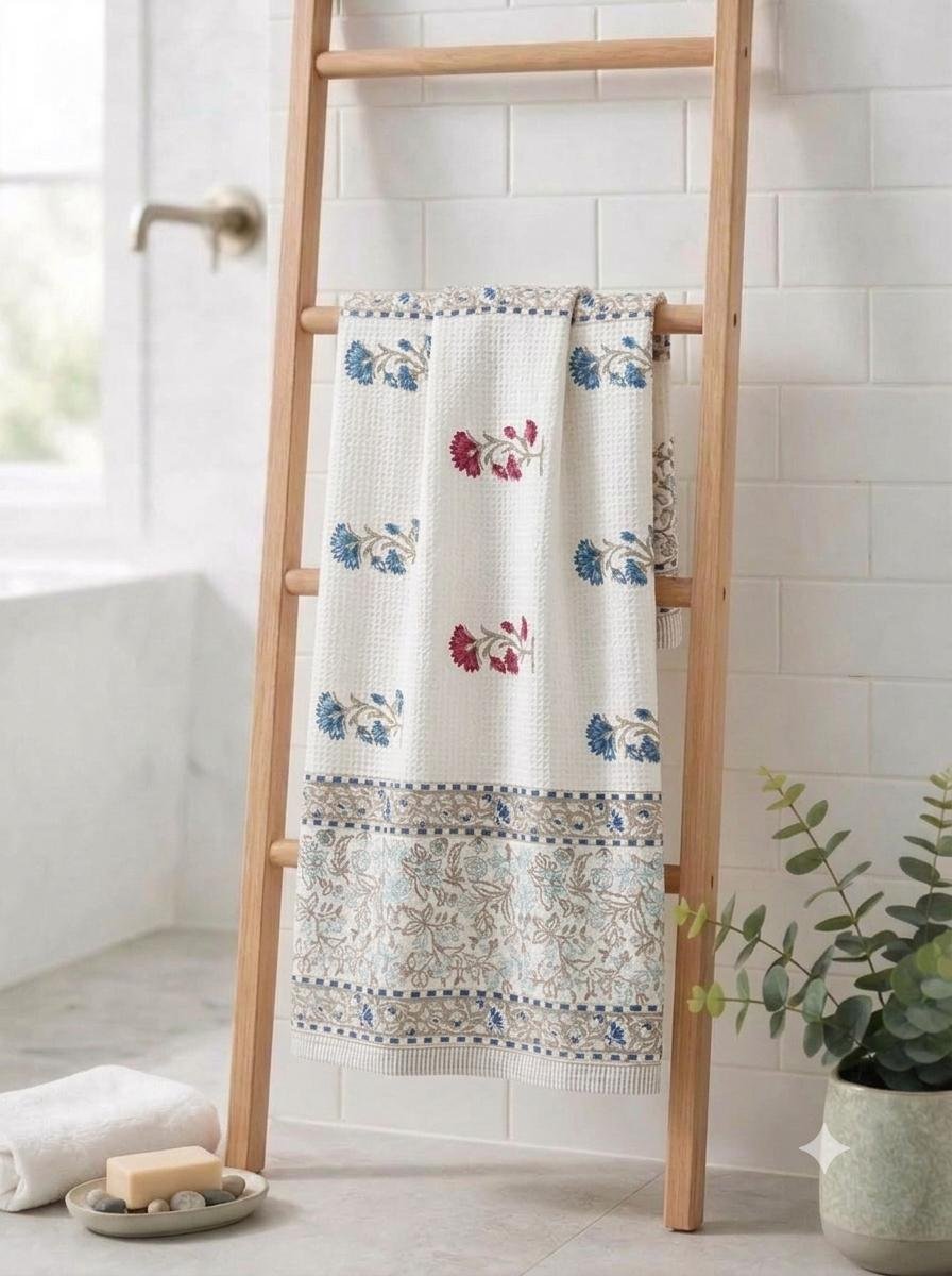 Cotton Hand Block Printed Bath Towel