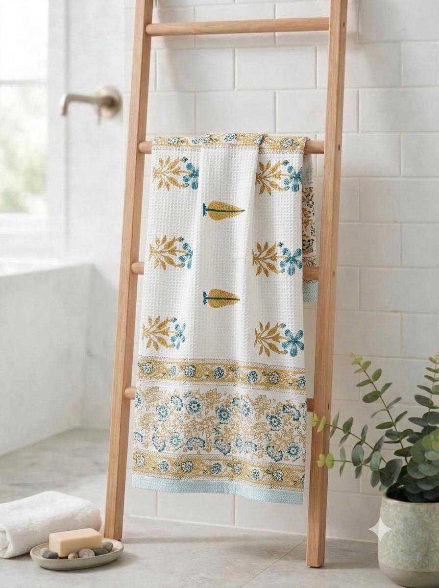 Cotton Hand Block Printed Bath Towel