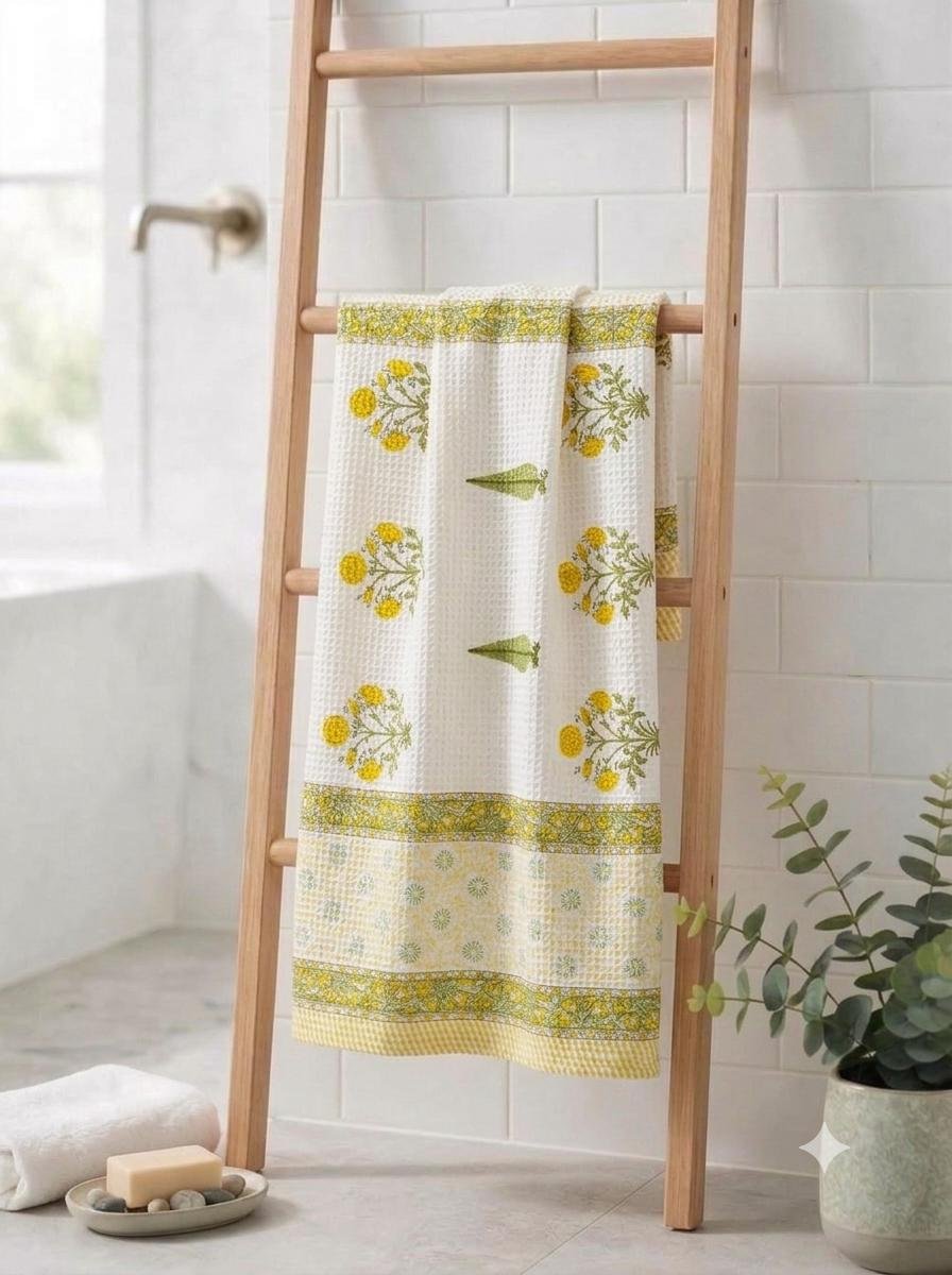 Cotton Hand Block Printed Bath Towel