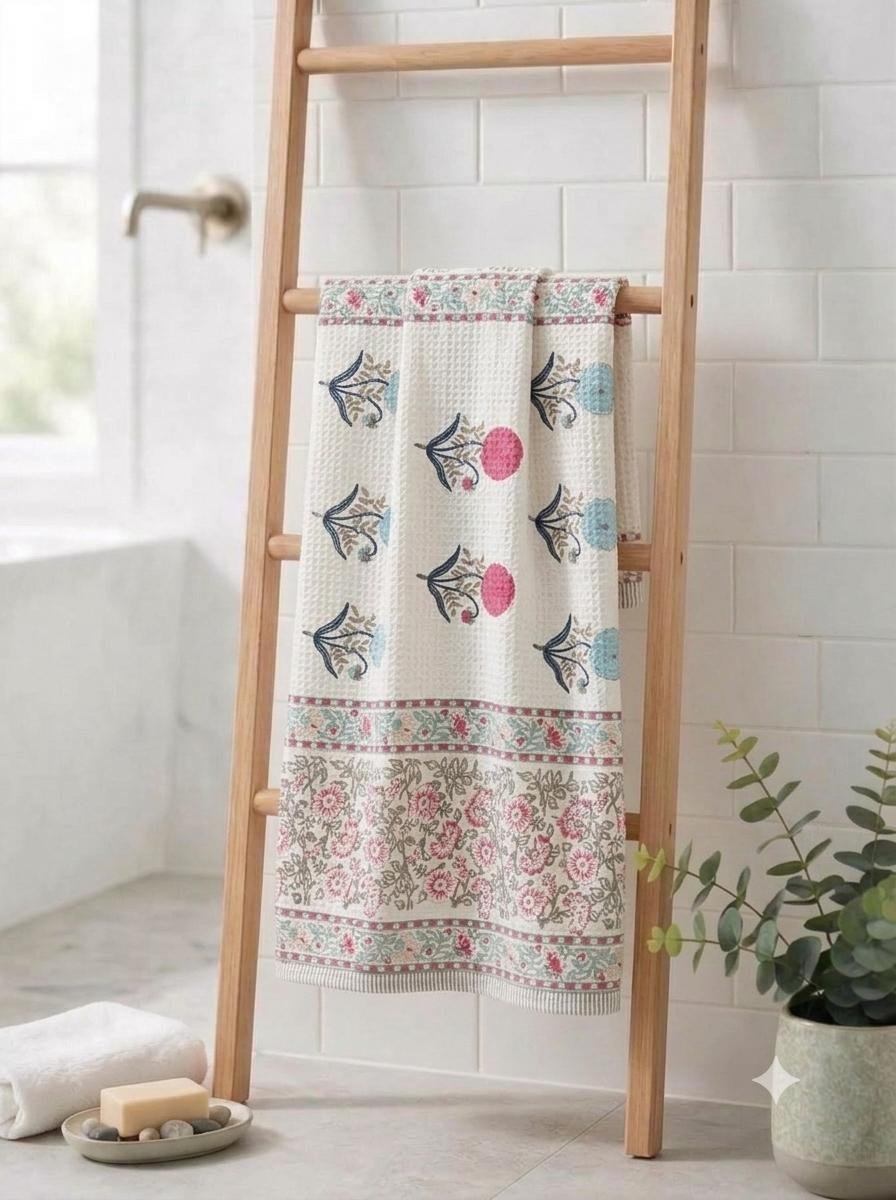 Cotton Hand Block Printed Bath Towel
