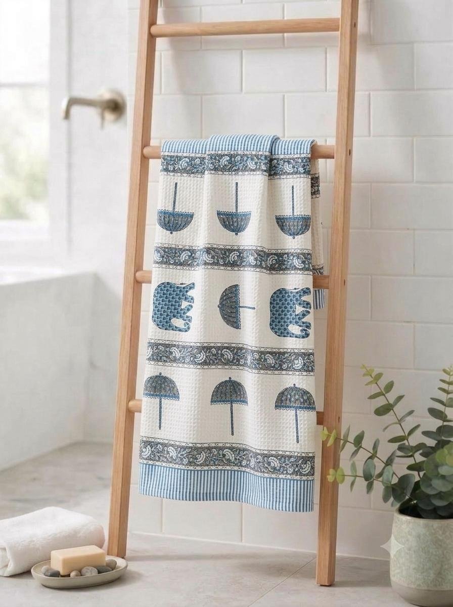 Cotton Hand Block Printed Bath Towel