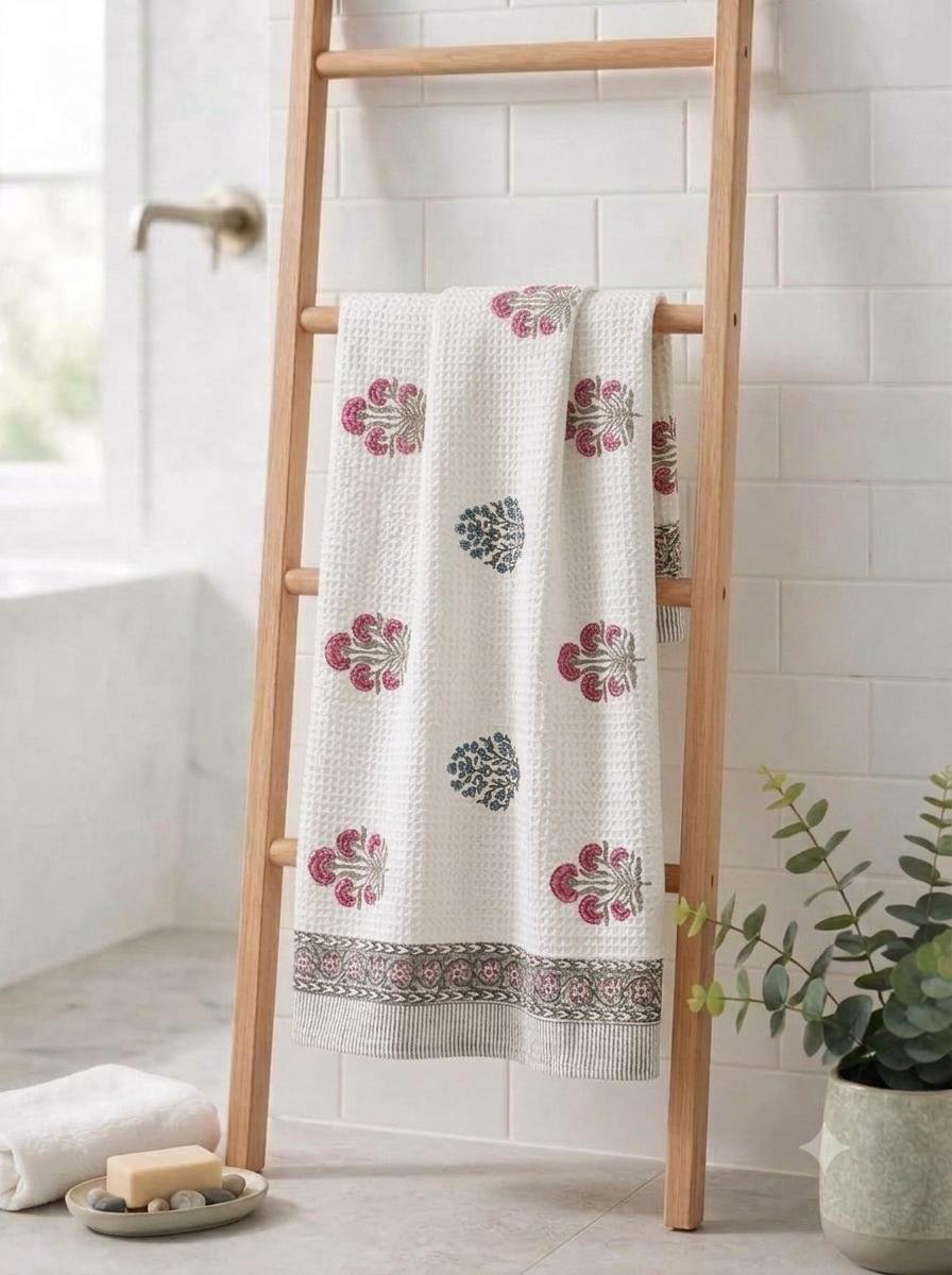 Cotton Hand Block Printed Bath Towel