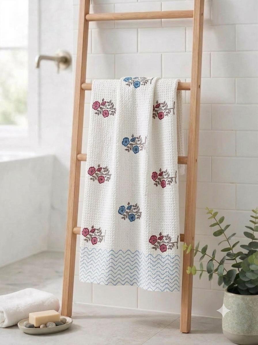 Cotton Hand Block Printed Bath Towel