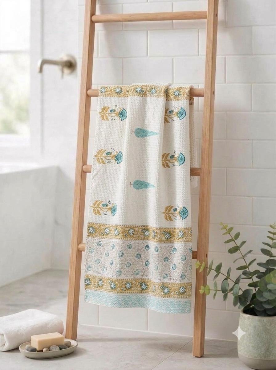 Cotton Hand Block Printed Bath Towel