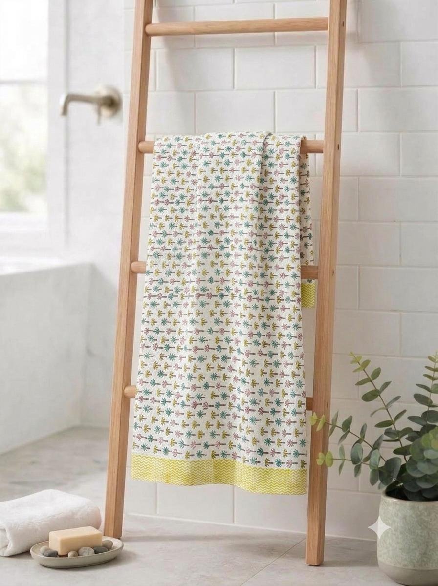 Cotton Hand Block Printed Bath Towel