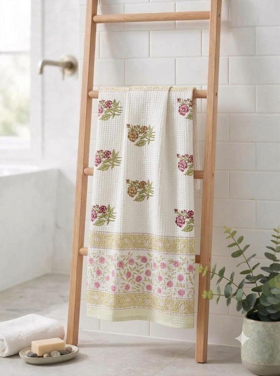 Cotton Hand Block Printed Bath Towel