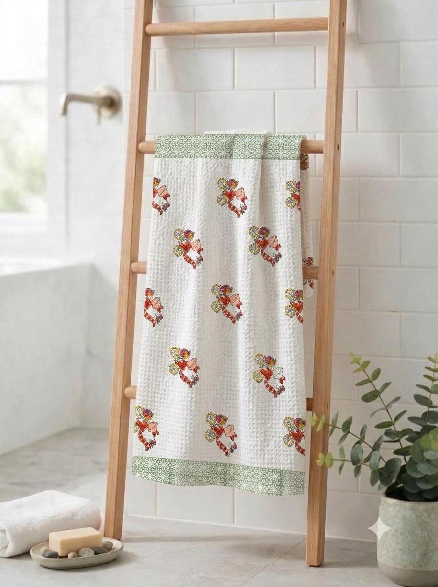Cotton Hand Block Printed Bath Towel
