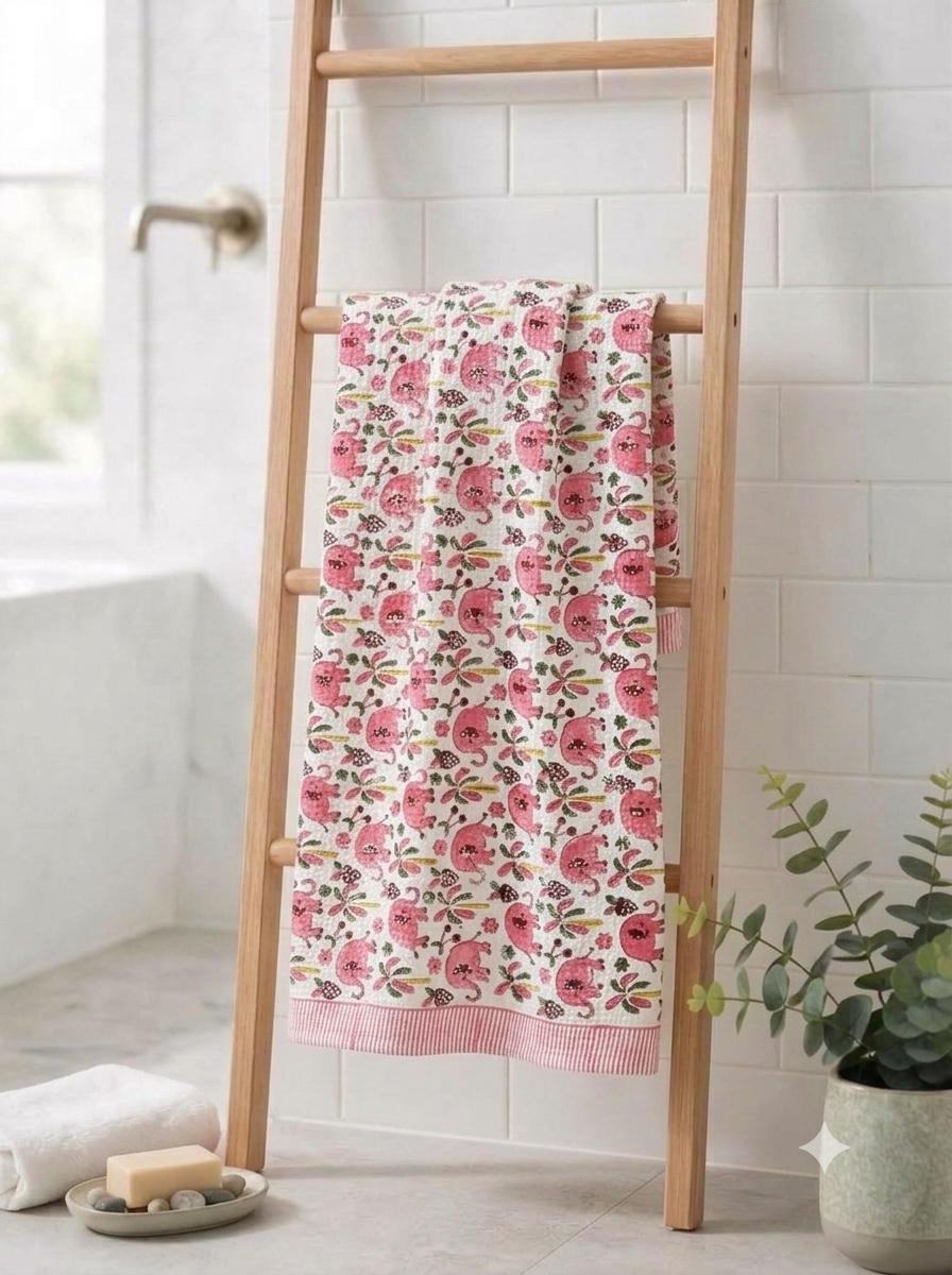 Cotton Hand Block Printed Bath Towel