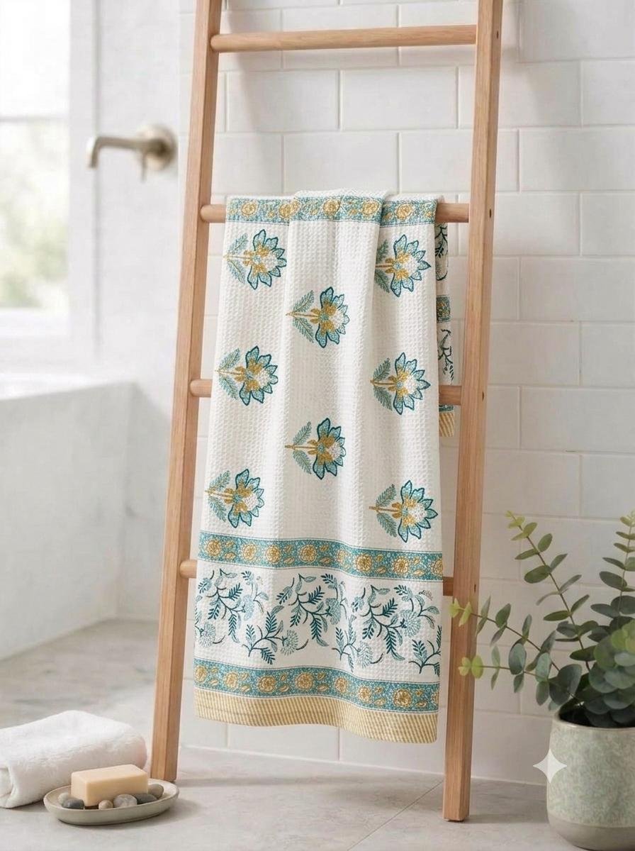 Cotton Hand Block Printed Bath Towel