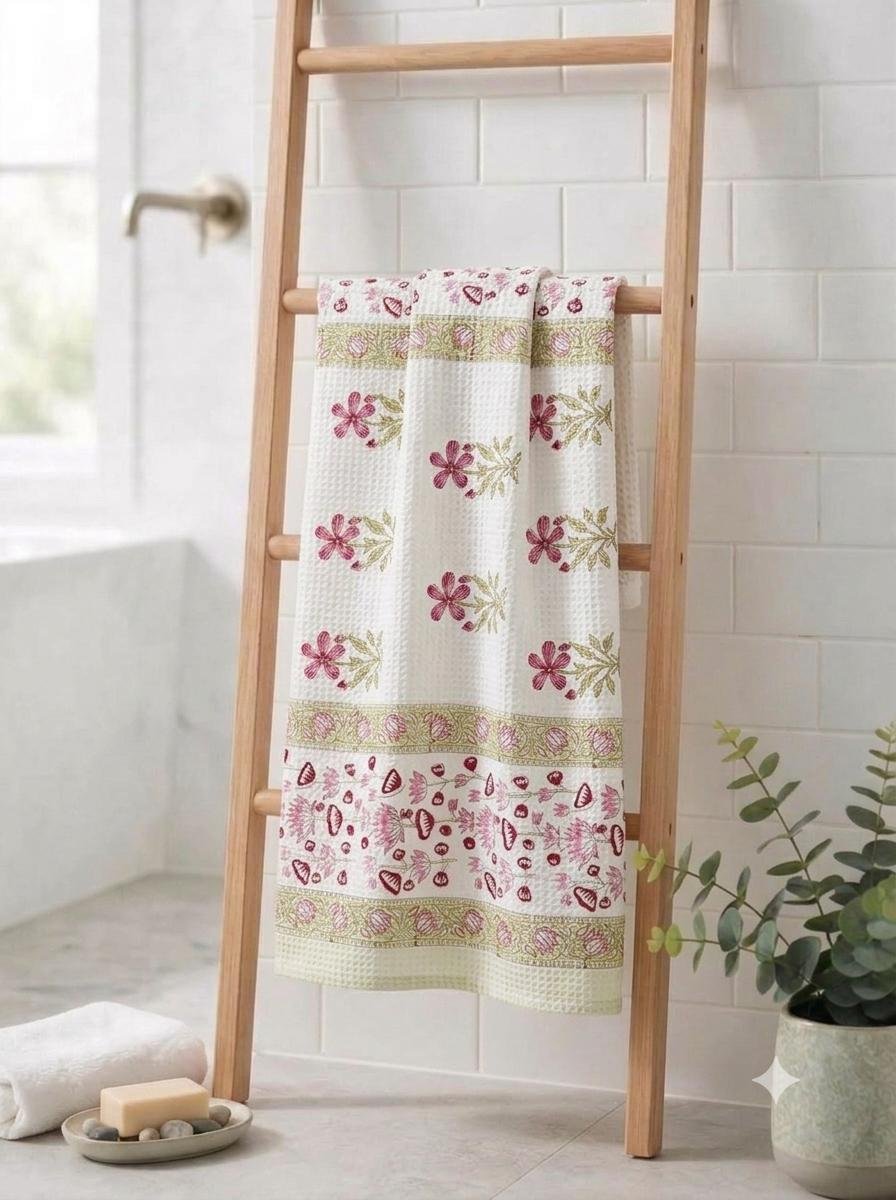 Cotton Hand Block Printed Bath Towel