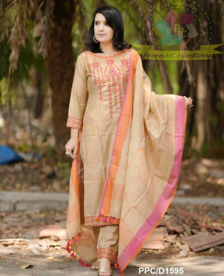 Cotton Embroidered Stitched Suit Set