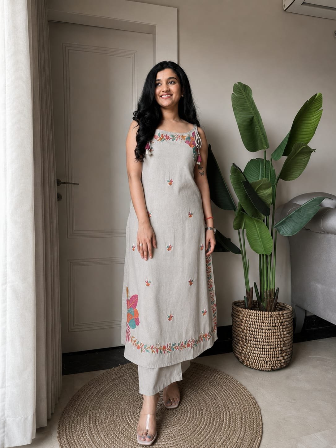 Cotton Flex Embroidered Stitched Suit Set