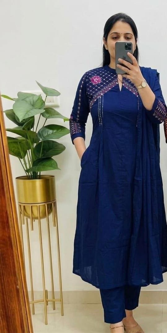 Cotton Embroidered Stitched Suit Set